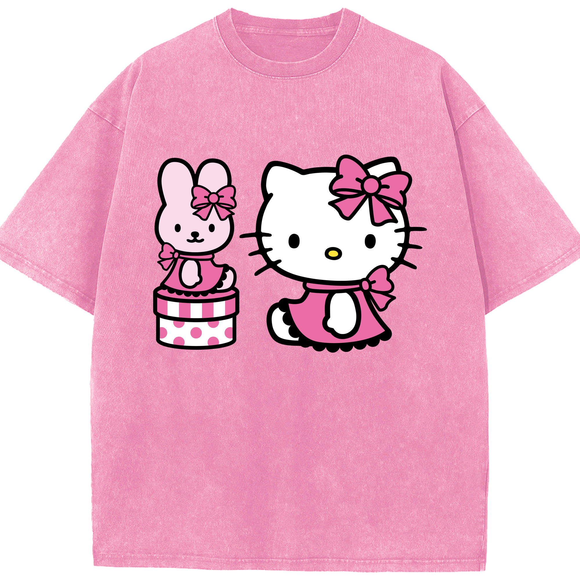 （画像用） Hello Kitty ハローキティ 綿100% ヴィンテージ風 半袖Tシャツ（フロントプリント）